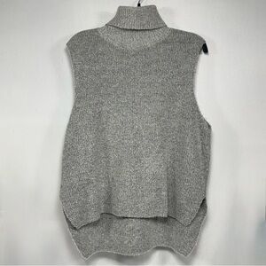 Gray Ribbed Knit Turtleneck Sweater Vest Double Zero Neutral Oversized M Medium